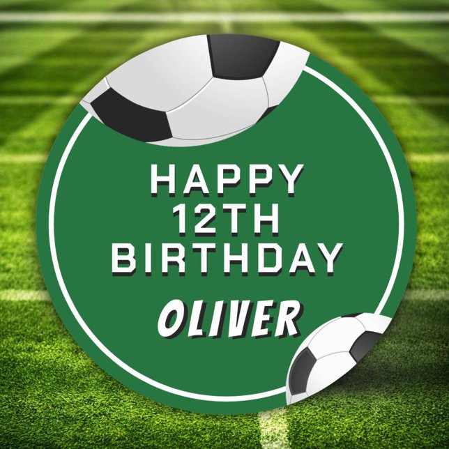 Soccer Ball Football Sports Kids Birthday Classic Round Sticker (Creator Uploaded)