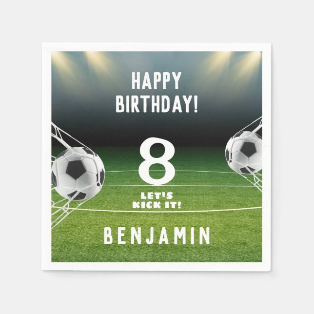 Soccer Ball Football Sports Kids Birthday  Napkin (Front)