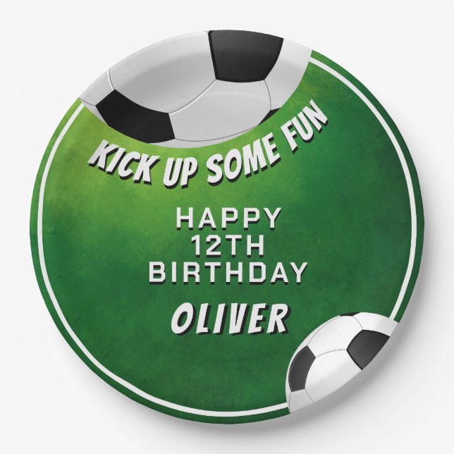 Soccer Ball Football Sports Kids Birthday Paper Plate (Front)