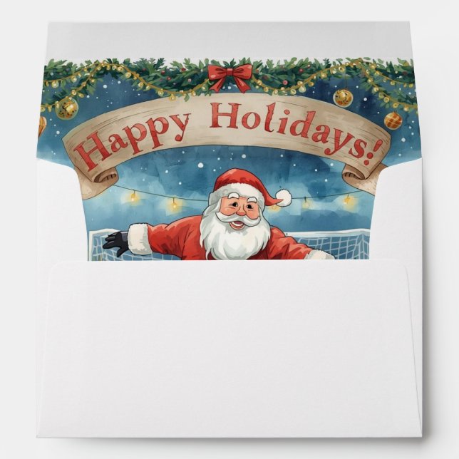 Soccer Ball for Christmas with Santa Claus  Envelope (Back (Bottom))