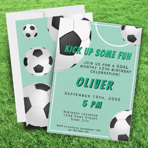 Soccer Ball Fun Sports Kids Birthday Invitation