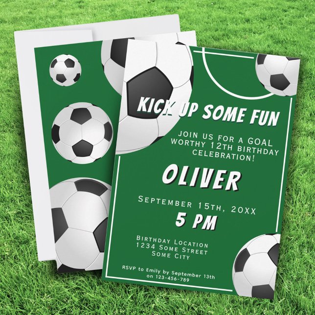 Soccer Ball Fun Sports Kids Birthday Invitation (Creator Uploaded)
