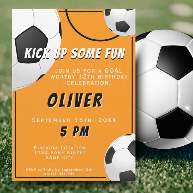 Soccer Ball Fun Sports Kids Birthday Invitation (Creator Uploaded)