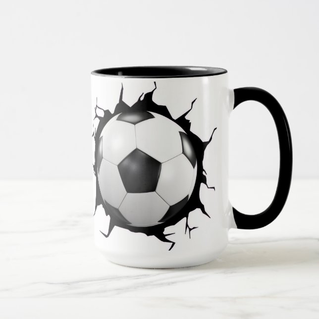 Soccer ball going through a wall mug (Right)