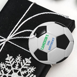 Soccer Ball Green and Blue Favour Tags