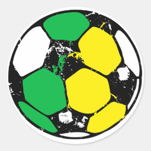 Soccer ball green and yellow classic round sticker