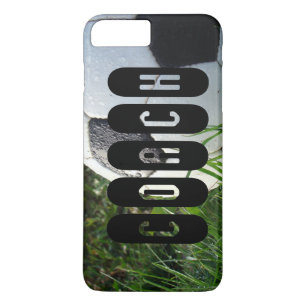 Soccer Ball Green Grass Coach Text iPhone 8 Plus/7 Plus Case
