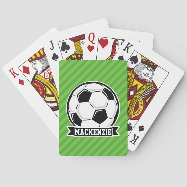 Soccer Ball; Green Stripes Playing Cards (Back)