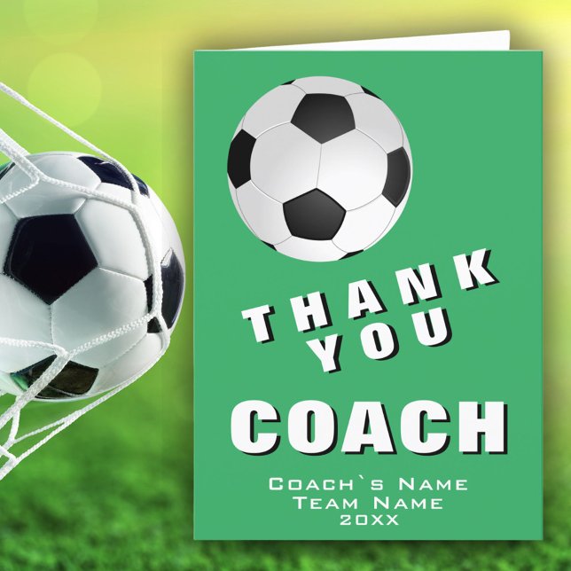 Soccer Ball Green Thank you Coach Card (Creator Uploaded)