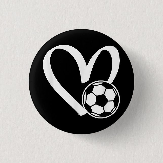 Soccer Ball Heart 3 Cm Round Badge (Front)