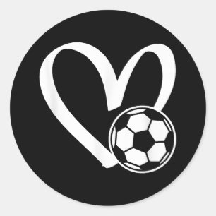 Soccer Ball Heart Classic Round Sticker