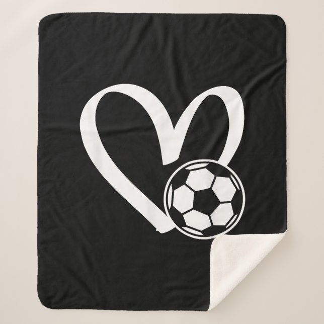 Soccer Ball Heart Sherpa Blanket (Front)