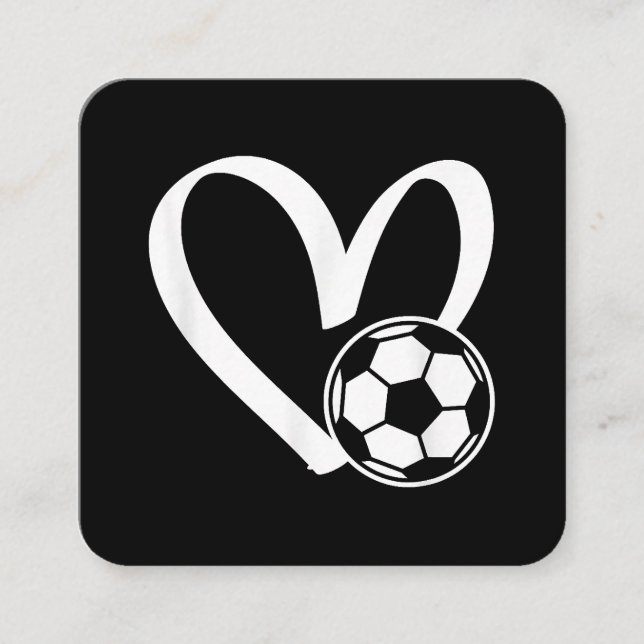 Soccer Ball Heart Square Business Card (Front)