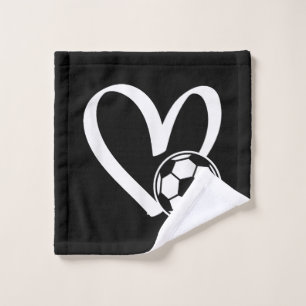 Soccer Ball Heart Wash Cloth