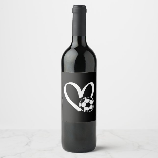 Soccer Ball Heart Wine Label (Front)