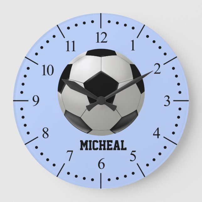 Soccer ball illustration personalised large clock (Front)
