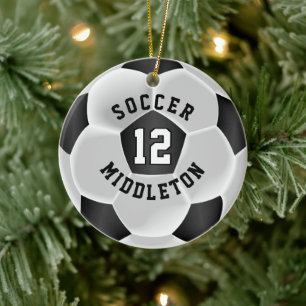 Soccer ⚽ Ball in a Black and White Ceramic Ornament