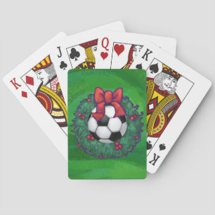 Soccer Ball in a Christmas Wreath Playing Cards