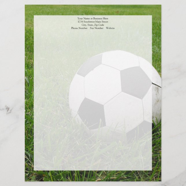 Soccer Ball in Grass Personalized Letterhead (Front)