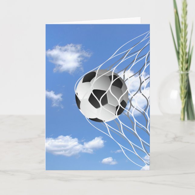 soccer ball in net birthday card (Front)