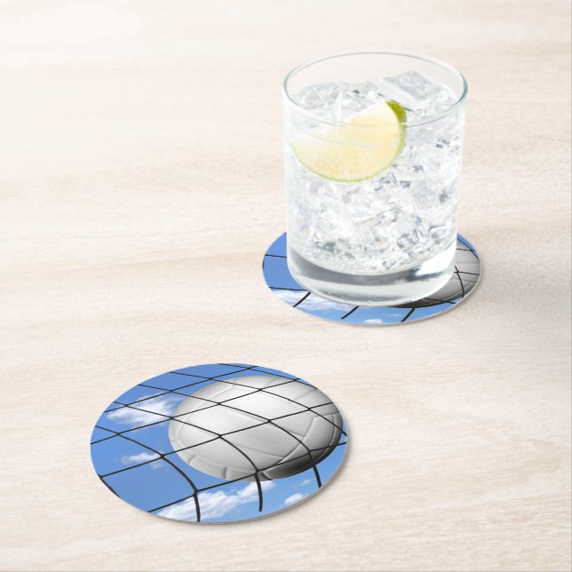 Soccer Ball in Net Round Paper Coaster (Insitu)