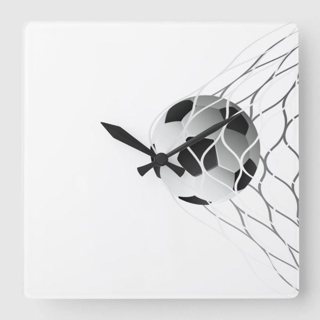 Soccer Ball in net Square Wall Clock (Front)