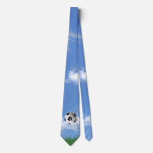 soccer ball in net with grass tie