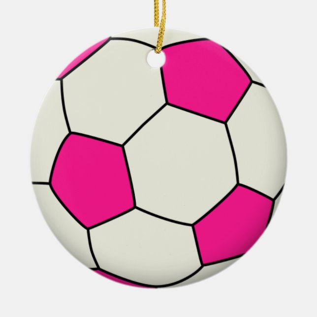 Soccer Ball in Pink Ceramic Tree Decoration (Front)