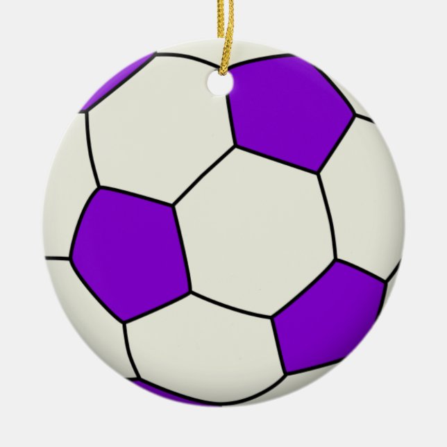 Soccer Ball in Purple Ceramic Ornament (Front)