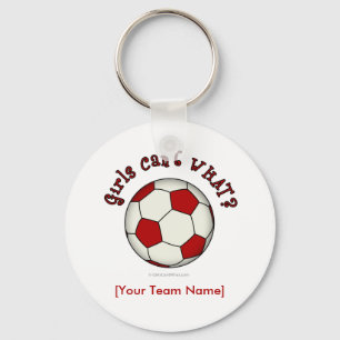 Soccer Ball in Red Key Ring
