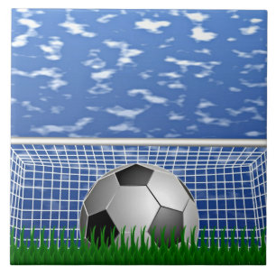 Soccer ball in the net  ceramic tile