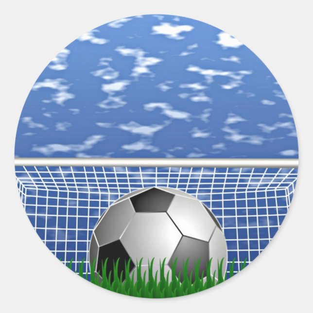 Soccer ball in the net, popular design classic round sticker (Front)