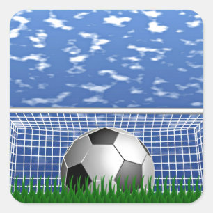 Soccer ball in the net square sticker