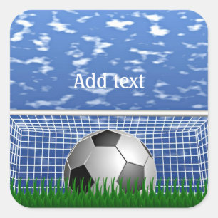 Soccer ball in the net, template square sticker