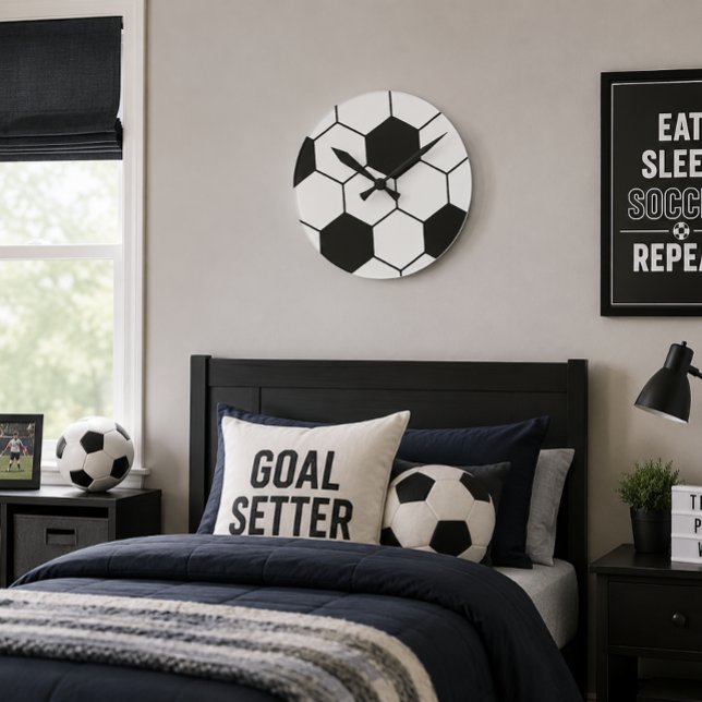 Soccer Ball Inspired Pattern Geometric Print  Round Clock (Creator Uploaded)