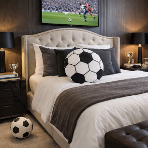 Soccer Ball Inspired Pattern Geometric Print  Round Cushion