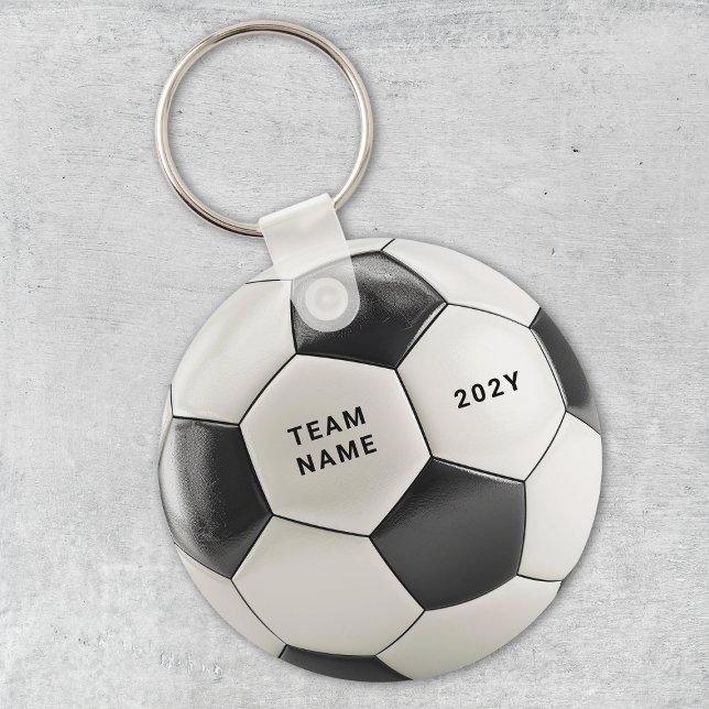 Soccer Ball Keychain | Personalized Team Name Year (Soccer ball design, perfect for football fans, team celebrations, birthdays & sports-themed parties!)