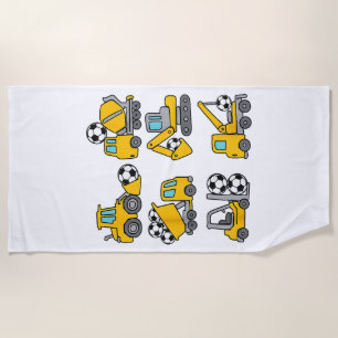 Soccer Ball Kids Football Construction Trucks Beach Towel