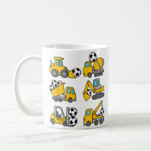 Soccer Ball Kids Football Construction Trucks Coffee Mug
