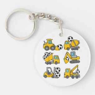 Soccer Ball Kids Football Construction Trucks Key Ring