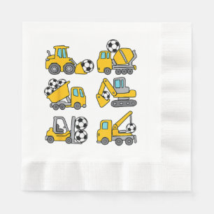 Soccer Ball Kids Football Construction Trucks Napkin