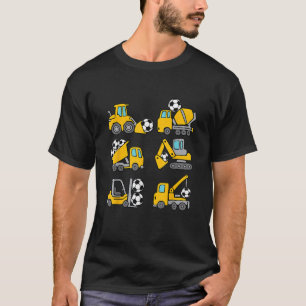 Soccer Ball Kids Football Construction Trucks T-Shirt