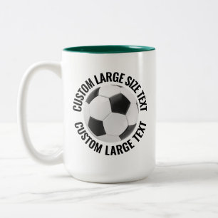 Soccer Ball & Large Text HUNTER GREEN 15oz Custom Two-Tone Coffee Mug