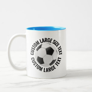 Soccer Ball & Large Text LIGHT BLUE 11oz Custom Two-Tone Coffee Mug