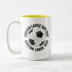 Soccer Ball & Large Text YELLOW 15oz Custom Two-Tone Coffee Mug
