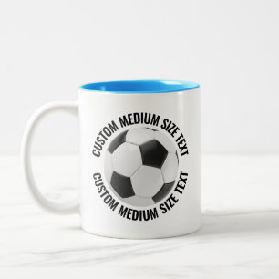 Soccer Ball & Medium Text LIGHT BLUE 11oz Custom Two-Tone Coffee Mug