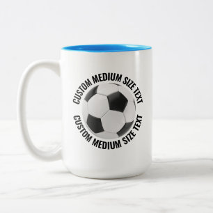Soccer Ball & Medium Text LIGHT BLUE 15oz Custom Two-Tone Coffee Mug