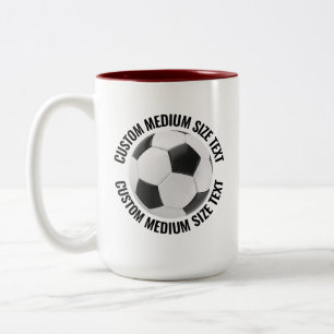 Soccer Ball & Medium Text MAROON 15oz Custom Two-Tone Coffee Mug