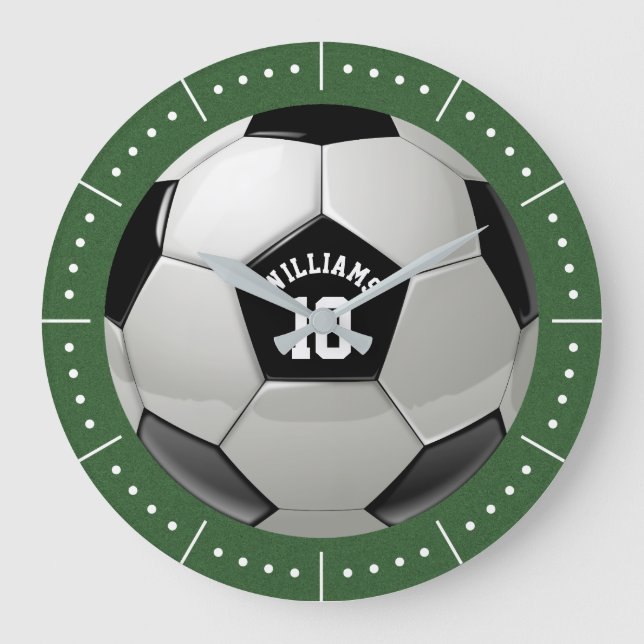 Soccer Ball Monogram Association Football Sports Large Clock (Front)