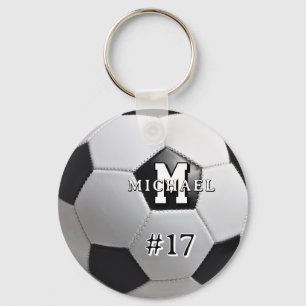 Soccer Ball Monogram Football Sports Photo Key Ring